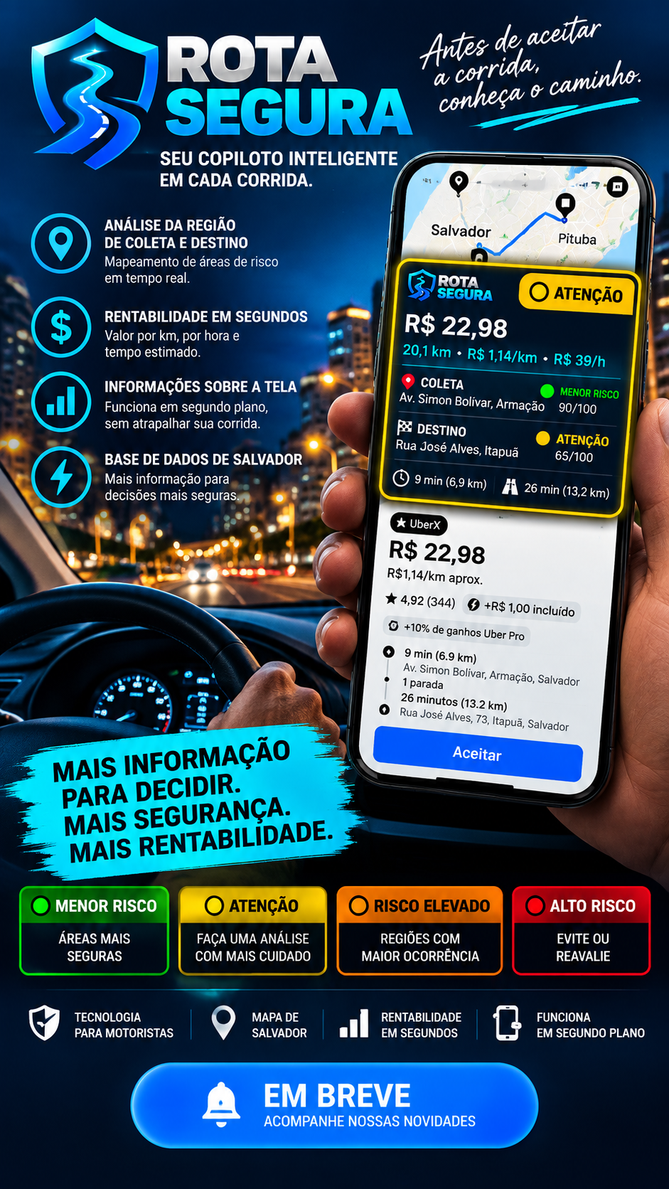 Material promocional do aplicativo ROTA SEGURA